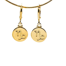 Load image into Gallery viewer, SE900L &quot;Capricorn Zodiac&quot; 18K Gold Plated Huggie Hoop Earrings