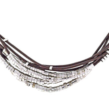 Load image into Gallery viewer, SN140RA Brown Leather Necklace with Silver