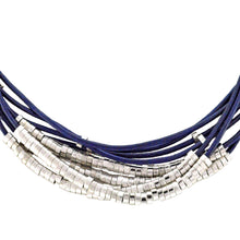 Load image into Gallery viewer, SN140RC Blue Leather Necklace with Silver