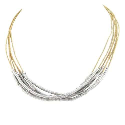 SN169R Natural Cord Necklace with Silver