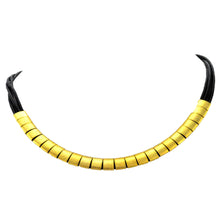 Load image into Gallery viewer, SN212A Black Leather Necklace with Gold Plated Rings