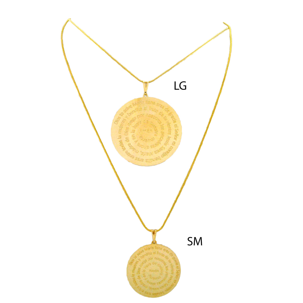 SN236LG Gold Chain with Spanish Prayer Inscribed (lg)