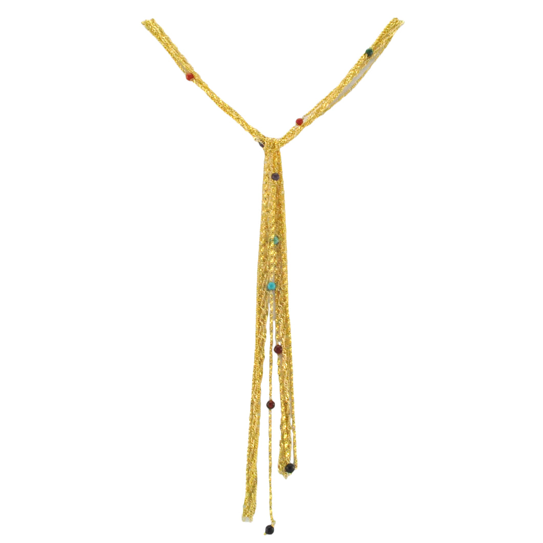 SN249MT 18k Gold Plated Necklace with Mixed Semiprecious Stones