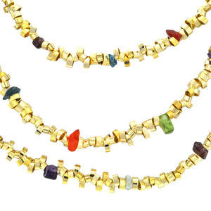SN251 18k Gold Plated Necklace with Mixed Semiprecious Stones