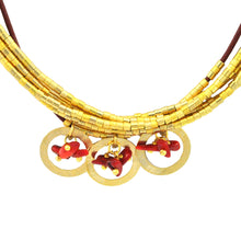 Load image into Gallery viewer, SN270CO Necklace with Leather, Gold, Natural Fiber