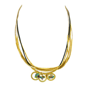 SN270MT Necklace with Leather, Gold, Natural Fiber