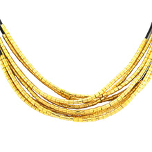 Load image into Gallery viewer, SN281B 8 Strap Black Leather Necklace with Gold