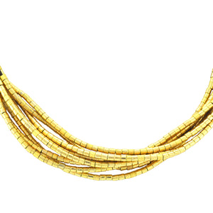 SN281C 8 Strap Brown Leather Necklace with Gold