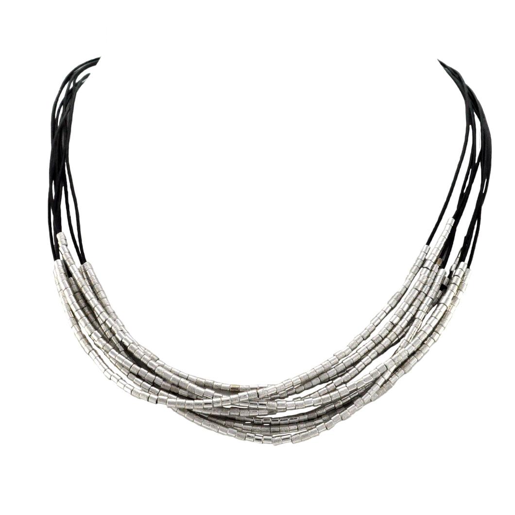 SN281R Leather Necklace with Silver