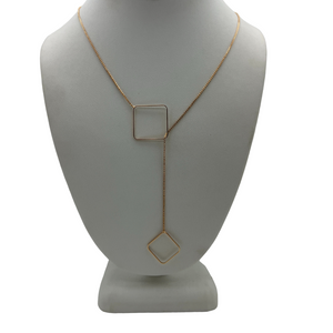 SN386 18KT Gold Plated Chain Necklace with 2 squares