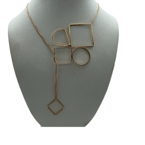 SN387   Geometric Design 18K Gold Plated Necklace