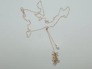 SN395FP Long 18K Gold Plated Chain with freshwater pearls pendent