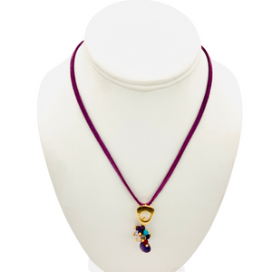 SN399 18K Gold Plated pendent with a Purple Swede Cord