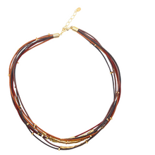 Load image into Gallery viewer, SN405BR Leather cord Necklace with 18K Gold Plated findings