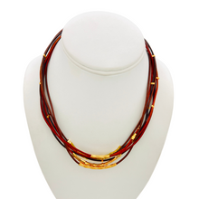 Load image into Gallery viewer, SN405BR Leather cord Necklace with 18K Gold Plated findings