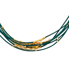 Load image into Gallery viewer, SN405GR Green leather cord Necklace with 18K Gold Plated findings
