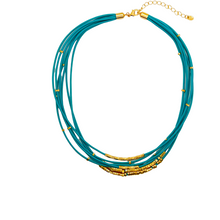 Load image into Gallery viewer, SN405TQ Leather Cord Necklace with 18K Gold Plated findings