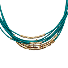 Load image into Gallery viewer, SN405TQ Leather Cord Necklace with 18K Gold Plated findings