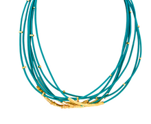 Load image into Gallery viewer, SN405TQ Leather Cord Necklace with 18K Gold Plated findings