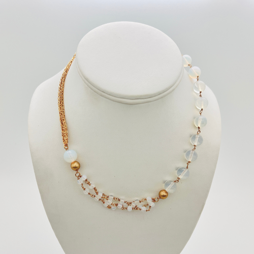 SN406MS Opal stone  Necklace with 18K Gold plated Chains