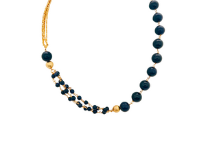SN406SE Blue Sand Stone Necklace with 18K Gold Plated chain