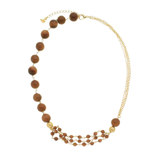 SN406ST Gold Sand Stone Necklace with 18K Gold Plated Chain