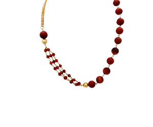 SN406ST Gold Sand Stone Necklace with 18K Gold Plated Chain