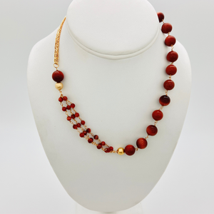 SN406ST Gold Sand Stone Necklace with 18K Gold Plated Chain