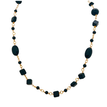 Load image into Gallery viewer, SN407ON 18K Gold Plated Necklace with Onyx stones