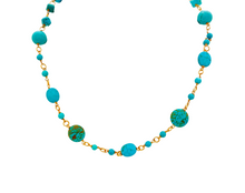 Load image into Gallery viewer, SN407TQ 18K Gold Plated Necklace with Turquoise stones