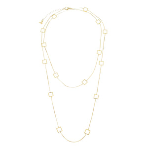 SN412A  40'' inches "Squares" 18K Gold Plated Chain