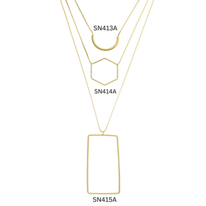 SN414A "Small Trapezoid" geometric 18K Gold Plated Necklace