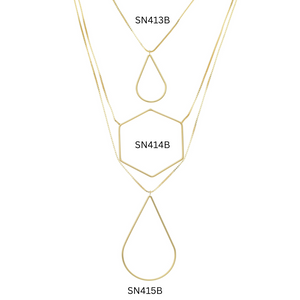 SN414B 18'' Large Trapezoid Geometric 18K Gold Plated Necklace