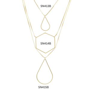 SN414B "Large Trapezoid" Geometric 18K Gold Plated Necklace