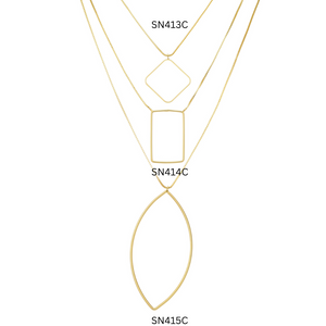 SN414C "Rectangular" Geometric 18K Gold Plated Necklace