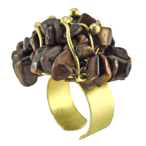 SR002TE 18k Gold Plated Ring with Tiger Eye