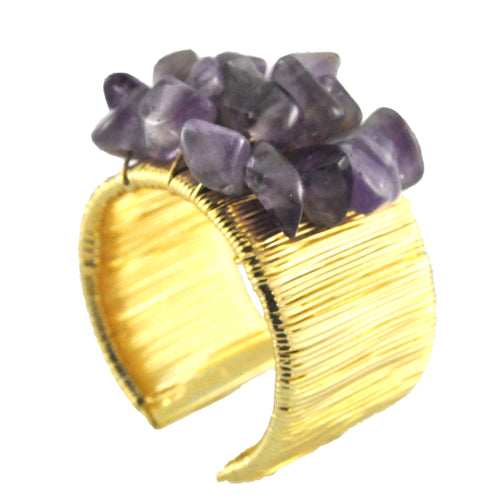 SR066AM 18k Gold Plated Ring with Amethyst