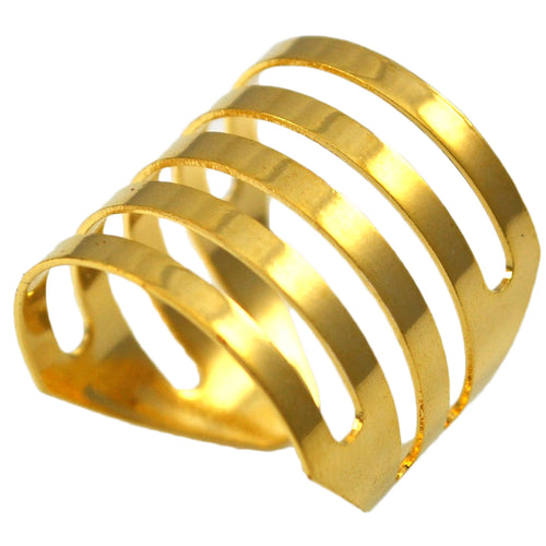 SR097 18k Gold Plated Ring with Slotted Design