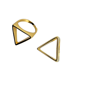 SR110A "Triangle" Geometric Design 18K Gold Plated Ring