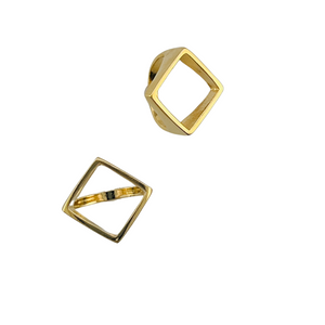 SR110C "Square" Geometric design 18K Gold Plated Ring