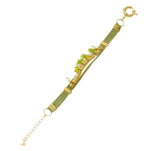 SB152PD Green Leather Bracelet with Peridot