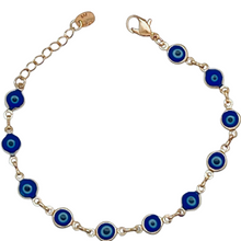 Load image into Gallery viewer, SB165NB 18k gold plated Bracelet with Navy Blue Evil Eye