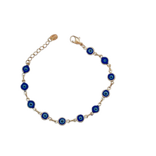 Load image into Gallery viewer, SB165NB 18k gold plated Bracelet with Navy Blue Evil Eye