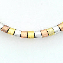 Load image into Gallery viewer, Brown leather necklace with 3 metals